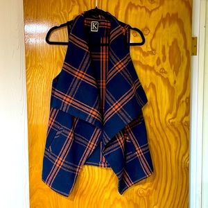 Orange and Navy plaid vest
